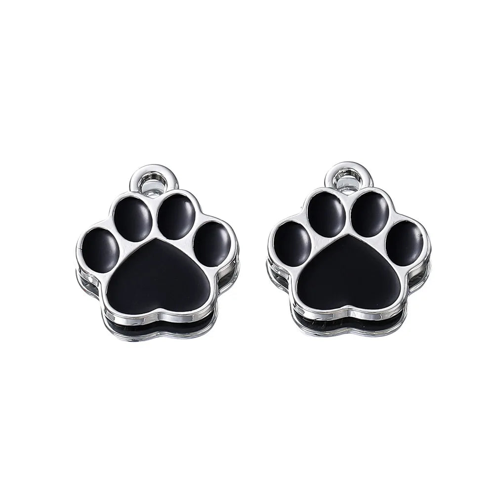 2pcs Hot Selling DIY Pendant Material 2mm Hole Bear Paw Pendant Alloy Drip Oil Hanging Plated Color Preserving Pendant Wholesale