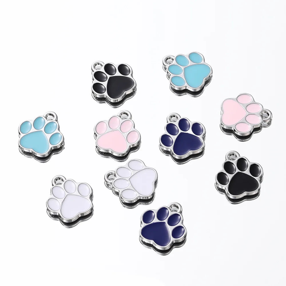 2pcs Hot Selling DIY Pendant Material 2mm Hole Bear Paw Pendant Alloy Drip Oil Hanging Plated Color Preserving Pendant Wholesale