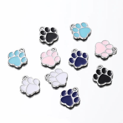 2pcs Hot Selling DIY Pendant Material 2mm Hole Bear Paw Pendant Alloy Drip Oil Hanging Plated Color Preserving Pendant Wholesale
