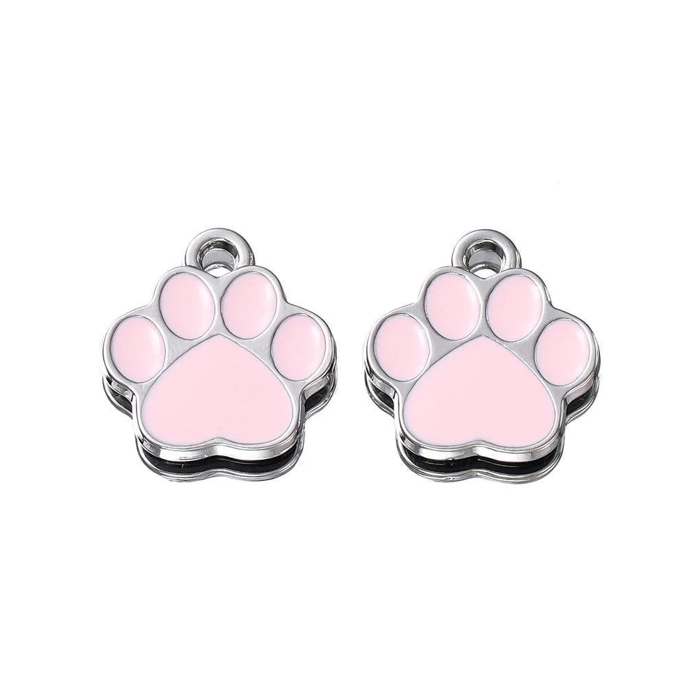 2pcs Hot Selling DIY Pendant Material 2mm Hole Bear Paw Pendant Alloy Drip Oil Hanging Plated Color Preserving Pendant Wholesale