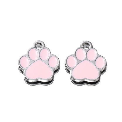 2pcs Hot Selling DIY Pendant Material 2mm Hole Bear Paw Pendant Alloy Drip Oil Hanging Plated Color Preserving Pendant Wholesale