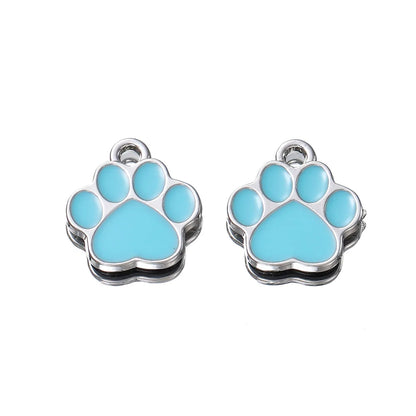 2pcs Hot Selling DIY Pendant Material 2mm Hole Bear Paw Pendant Alloy Drip Oil Hanging Plated Color Preserving Pendant Wholesale