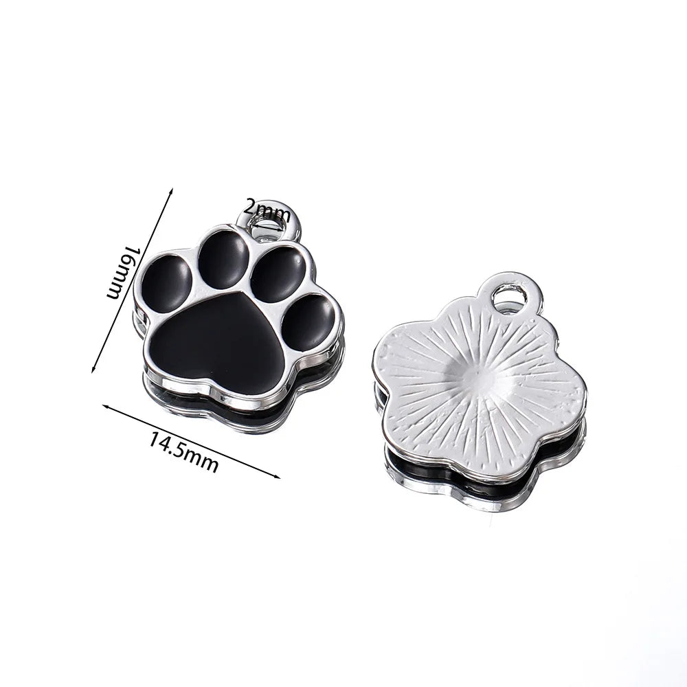 2pcs Hot Selling DIY Pendant Material 2mm Hole Bear Paw Pendant Alloy Drip Oil Hanging Plated Color Preserving Pendant Wholesale