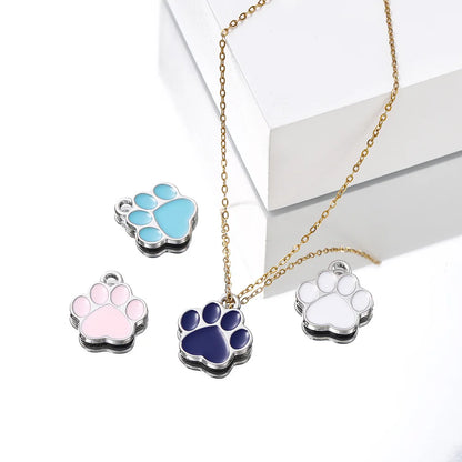 2pcs Hot Selling DIY Pendant Material 2mm Hole Bear Paw Pendant Alloy Drip Oil Hanging Plated Color Preserving Pendant Wholesale