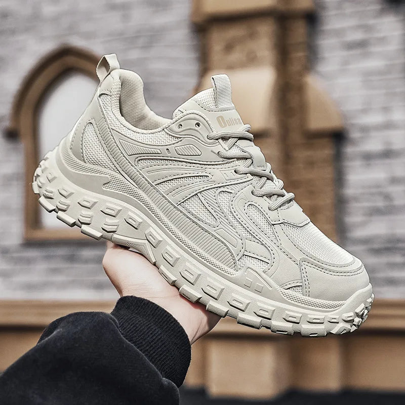 Thick Sole Versatile Clunky Sneaker For Men 2024 New Trend Mesh Lace Up Breathable Casual Sports Shoes Increased Soft Soles