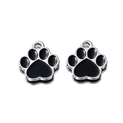 2pcs Hot Selling DIY Pendant Material 2mm Hole Bear Paw Pendant Alloy Drip Oil Hanging Plated Color Preserving Pendant Wholesale