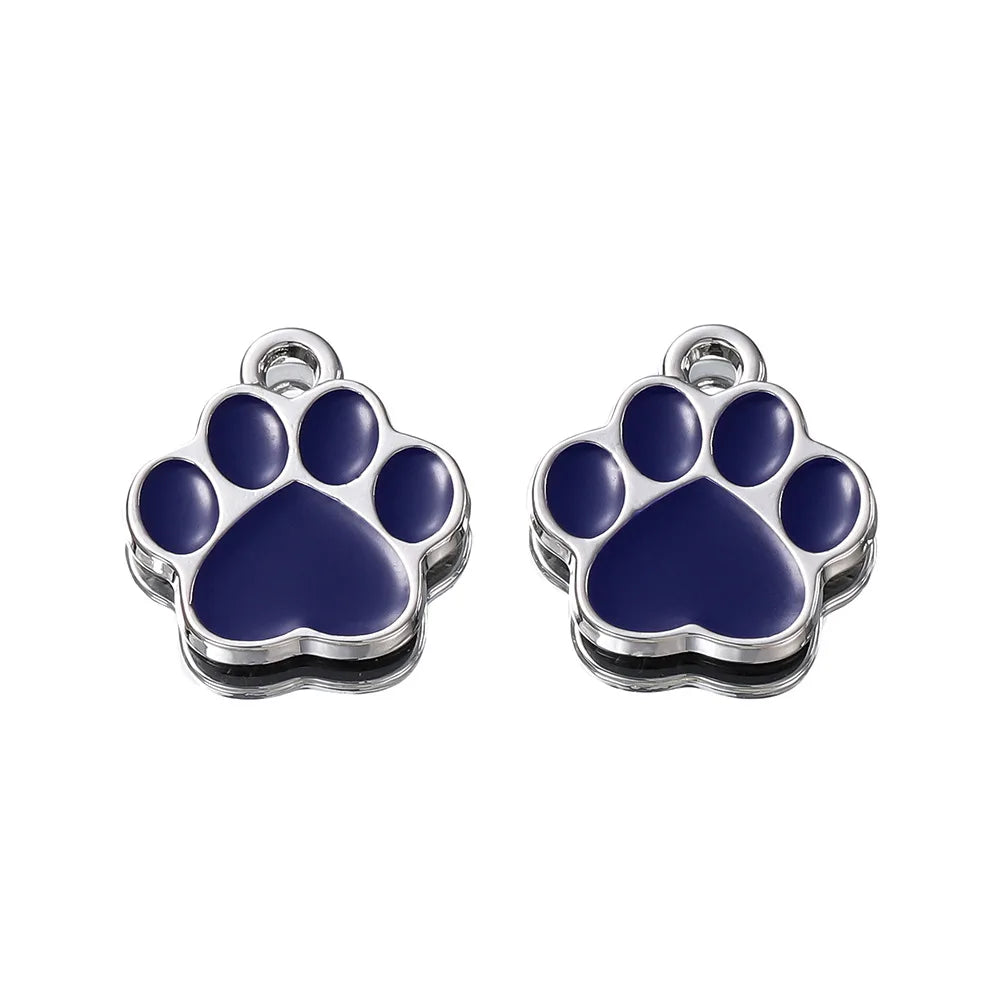 2pcs Hot Selling DIY Pendant Material 2mm Hole Bear Paw Pendant Alloy Drip Oil Hanging Plated Color Preserving Pendant Wholesale