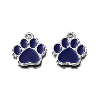 2pcs Hot Selling DIY Pendant Material 2mm Hole Bear Paw Pendant Alloy Drip Oil Hanging Plated Color Preserving Pendant Wholesale