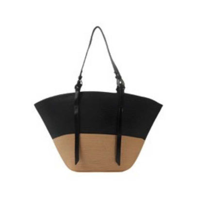 Bolso de rafia combinado Saint Tropez negro